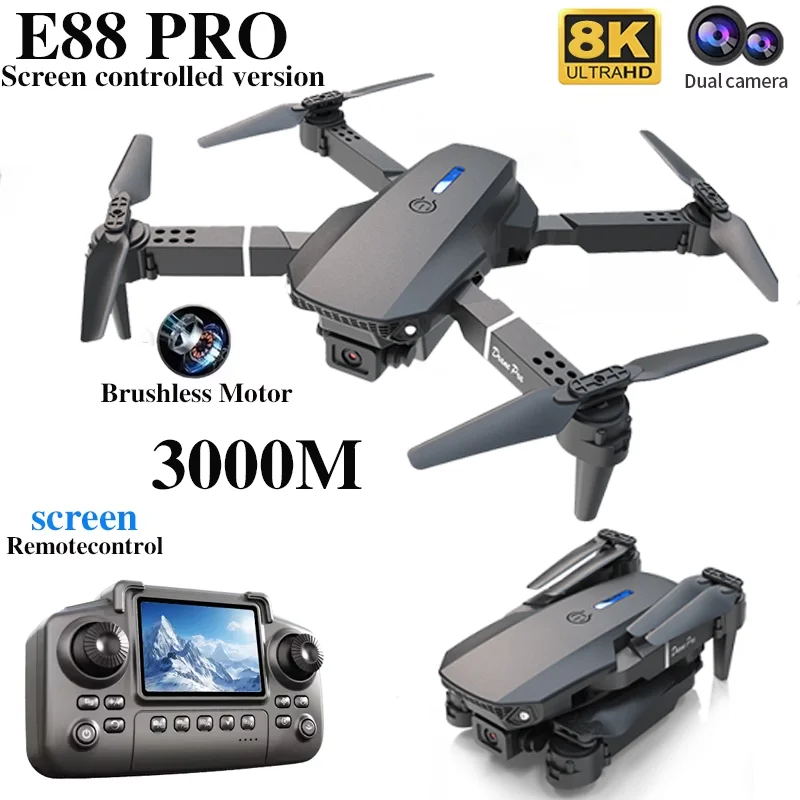 プロフェッショナルE88 PROドローン、スクリーン付き8K - Drone Lidar のレビューと価格